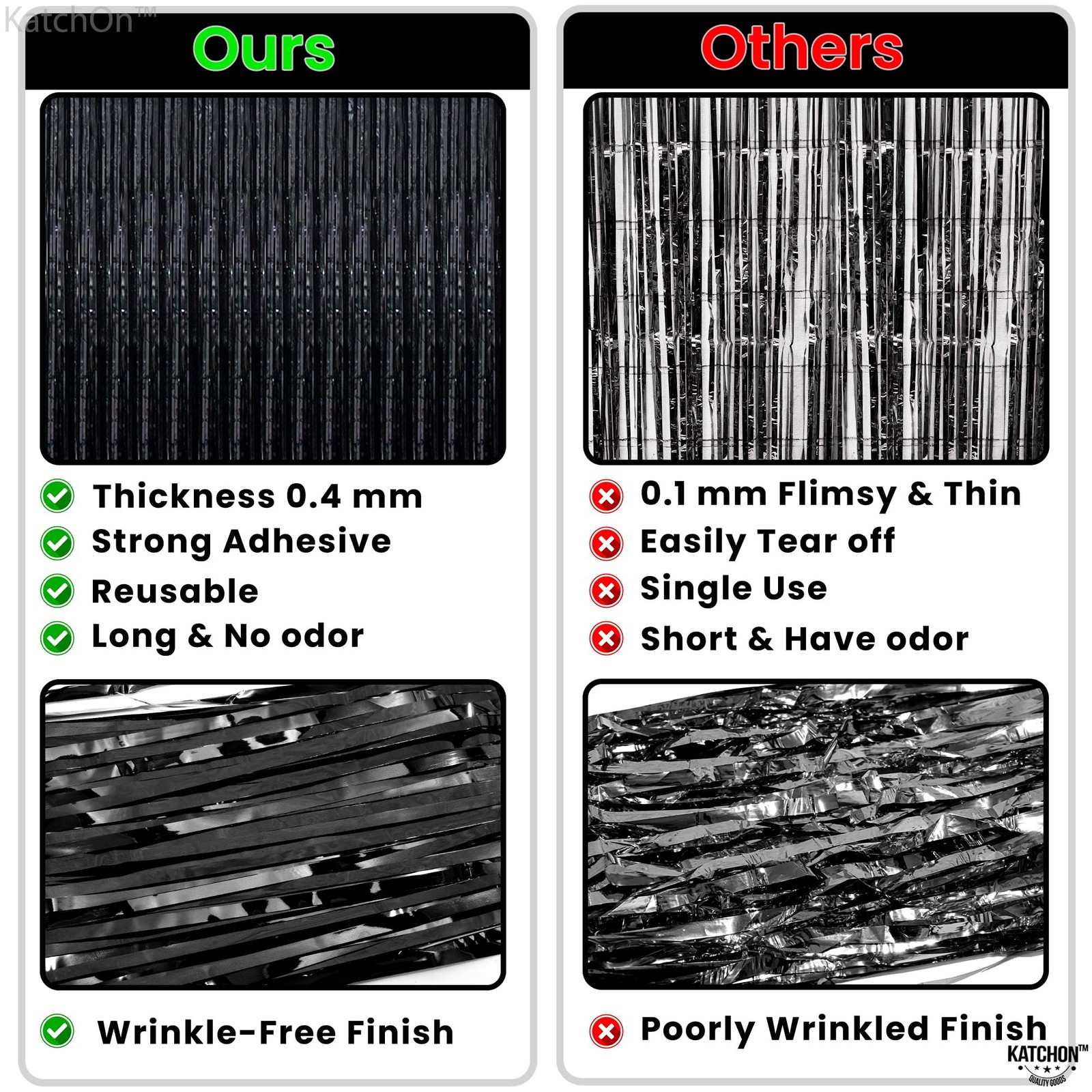 Large Black Fringe Backdrop – Pack of 2 | Black Streamers for Black Decoratio…