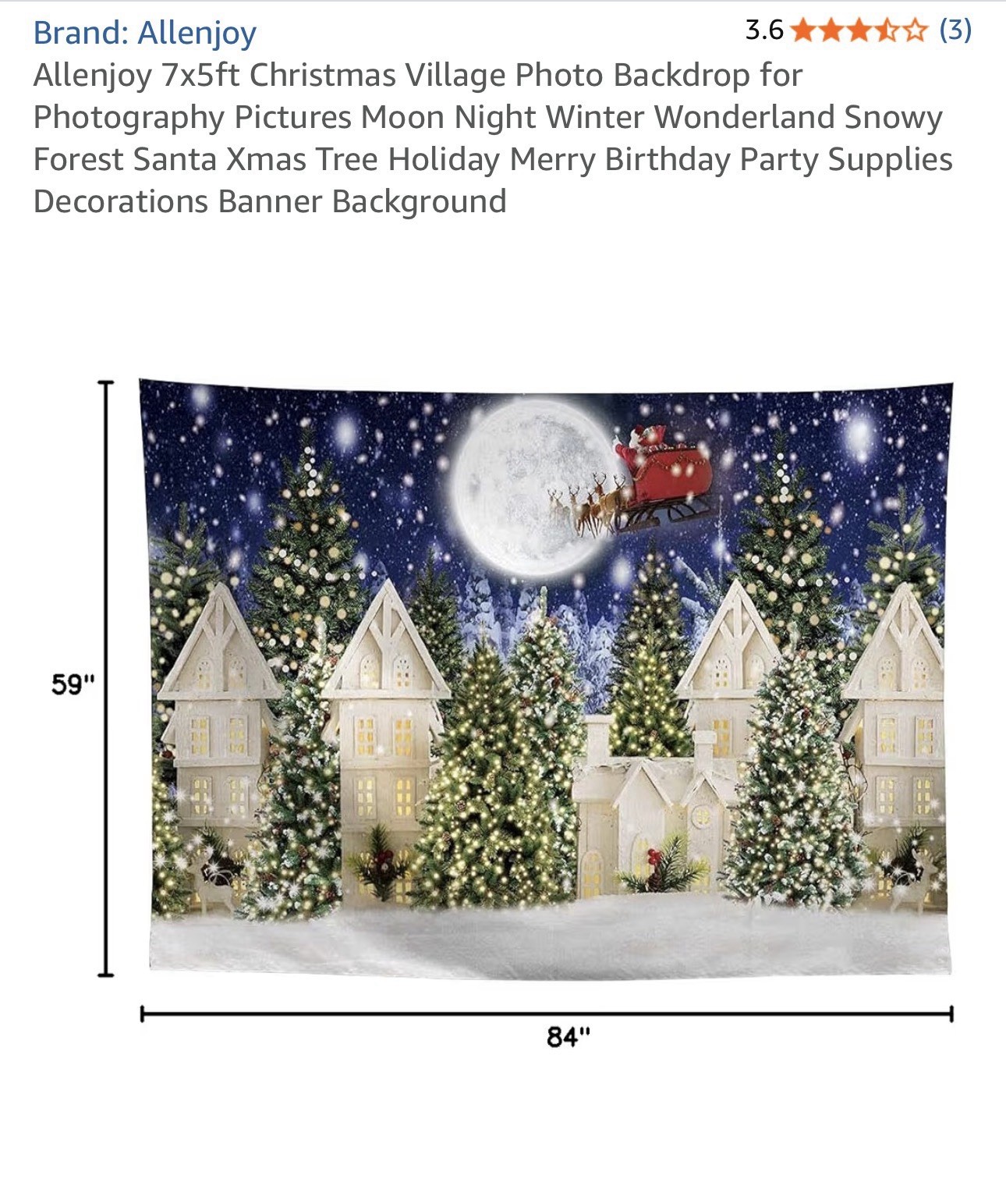 Allenjoy- Christmas Village Photo Backdrop Background Holiday Party Scene 7x5ft