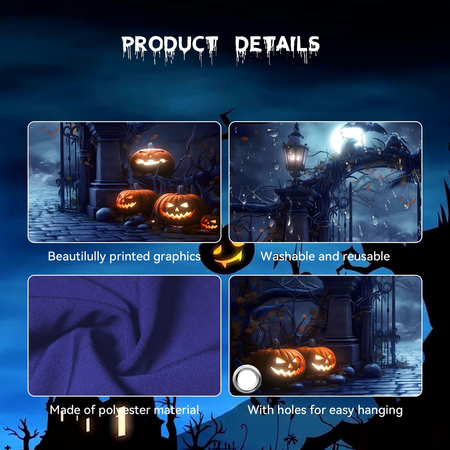 Halloween Garage Door Cover 7 x 16 ft, Large Hanging