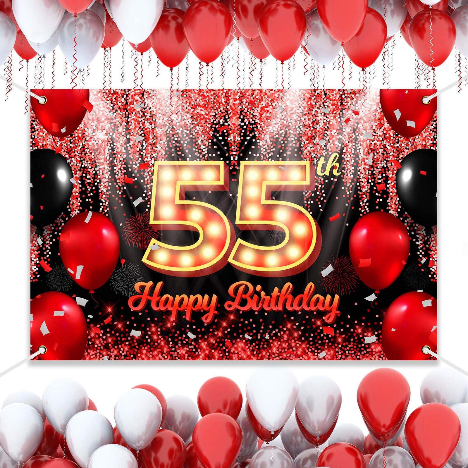 Happy 55Th Birthday Banner Backdrop Party Decoration Supplies Booth Background