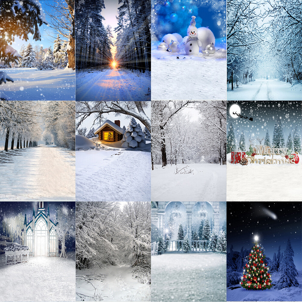 Snow Photography Background Winter Photographic Backdrop Christmas Stage Party