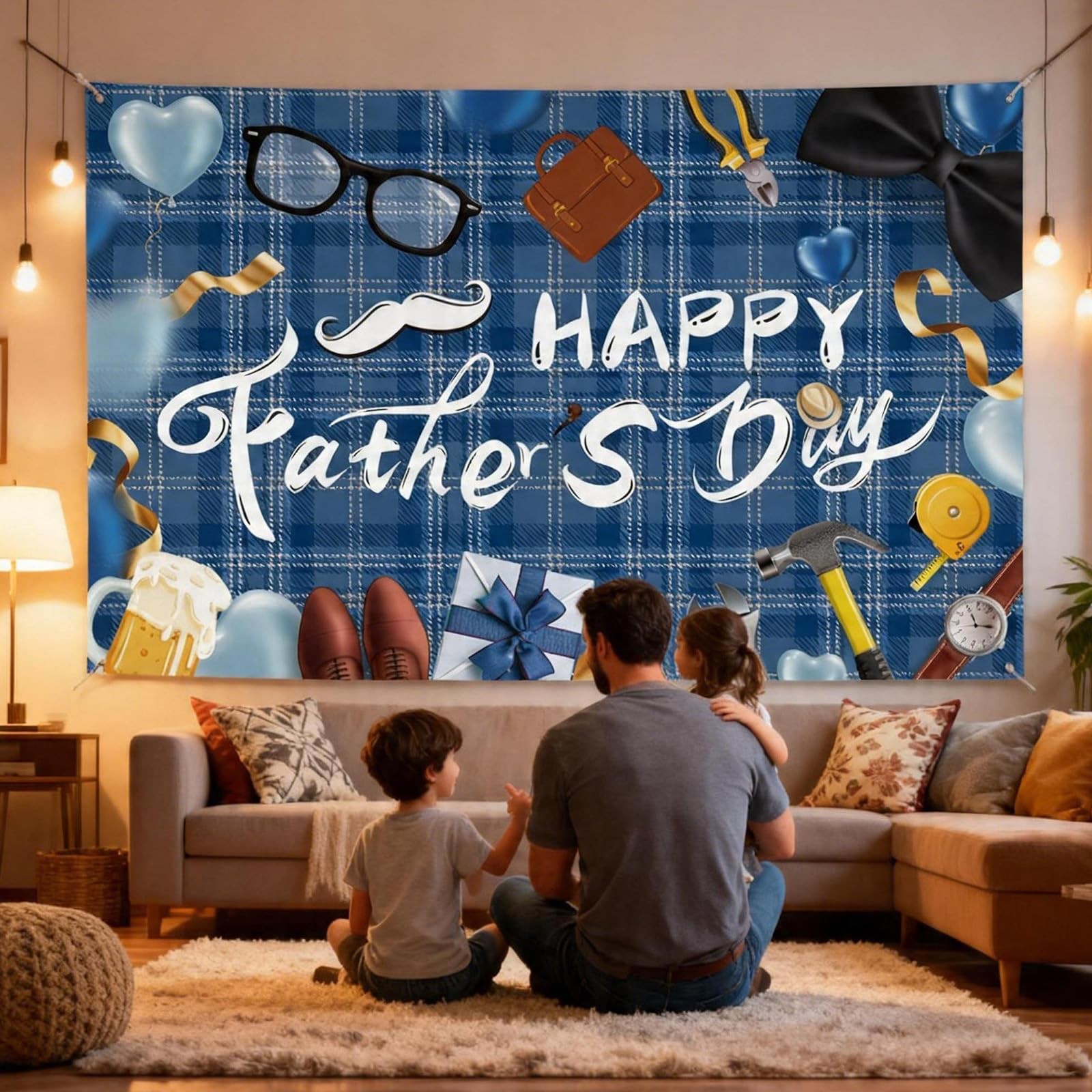 Happy Father’s Day Backdrop Decorations Indoor Outdoor Banner for Photography