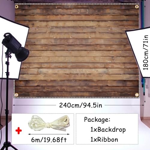 Large Wood Backdrop 8x6ft Polyester Brown Backdrop Photographers Retro Rustic
