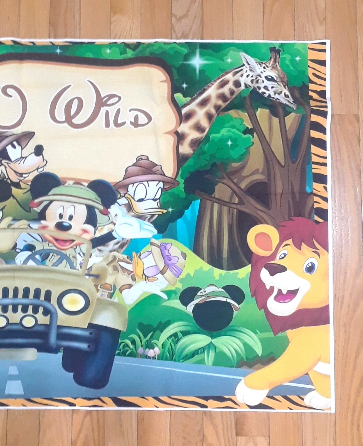 Two Wild Disney Mickey Mouse Safari Banner Photo Backdrop Tablecloth Birthday