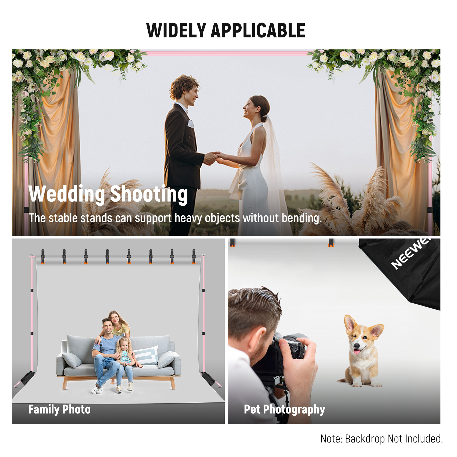 NEEWER Photo Studio Backdrop Support System Background Stand with 4 Crossbars