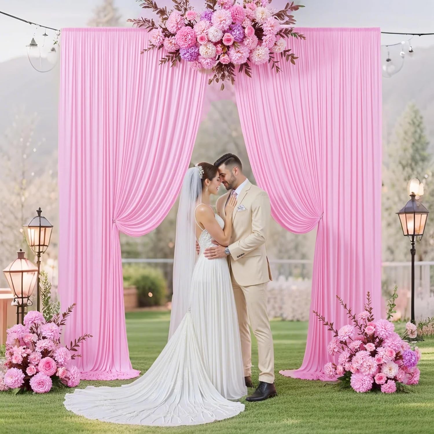 10 ft x 8 Wrinkle Free Pink 5'(W) x 8'(H), 2 panels, Baby