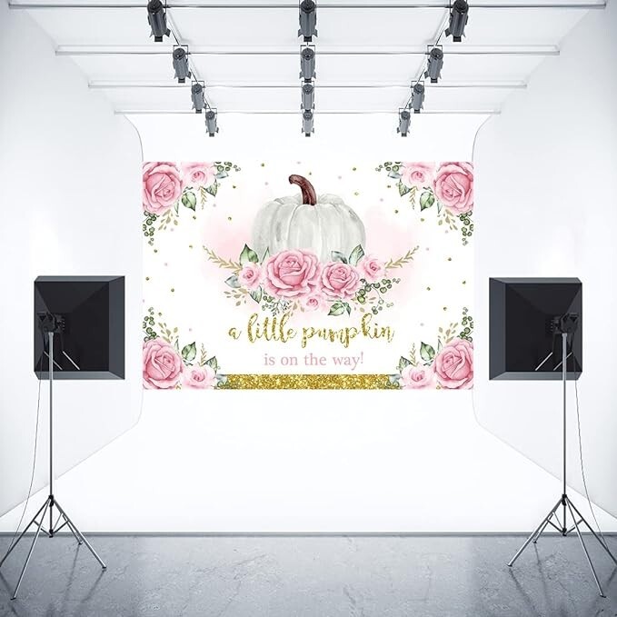 Aperturee Little Pumpkin Baby Shower Backdrop 7x5ft