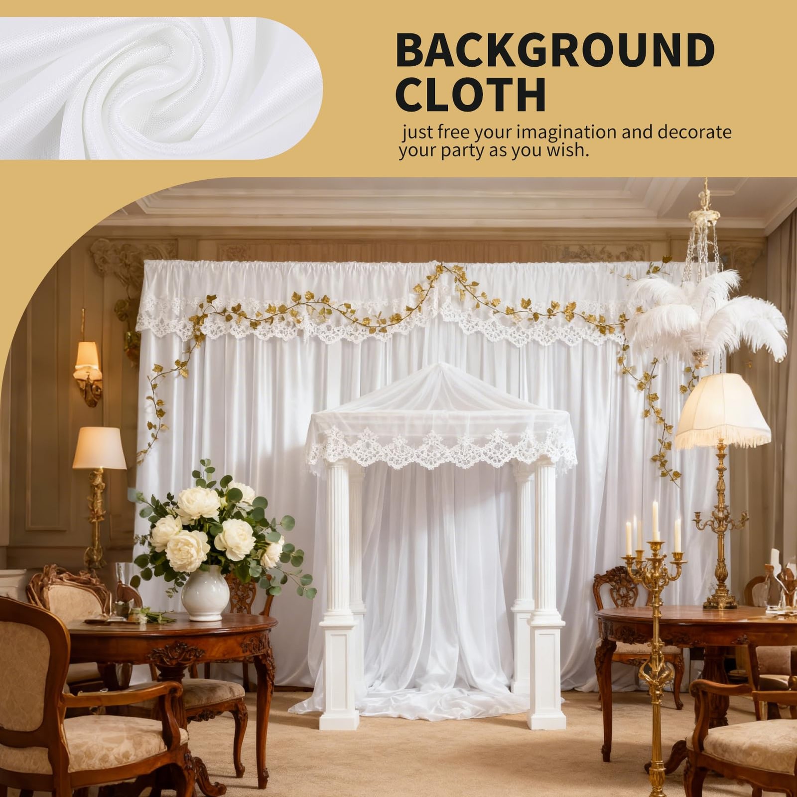 2 PCS 10×10 Ft Photo Stage Backdrop Panels Curtains Drapes Photography White