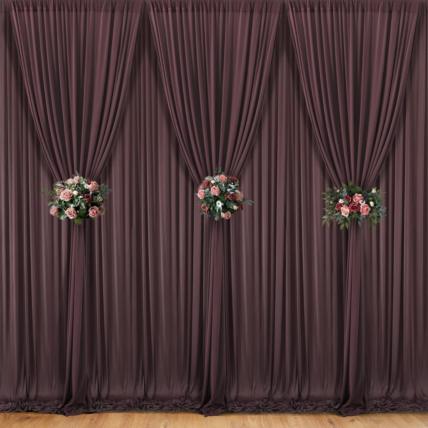 Wrinkle-Free Brown Backdrop Curtain for Weddings & Parties – 20ft x 10ft