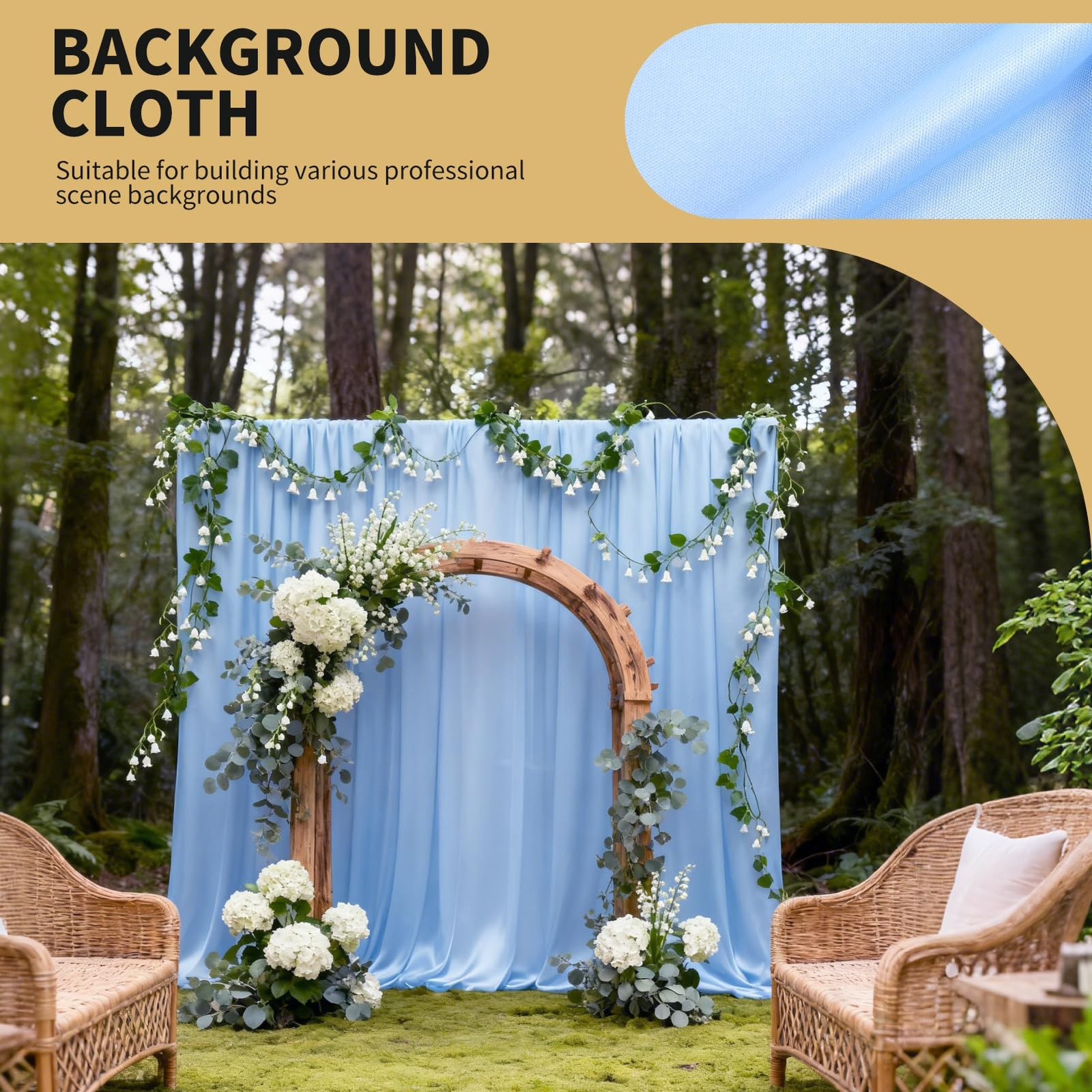 10×10 FT Photo Stage Backdrop 2 Panels Curtains Drapes Photography Party Blue