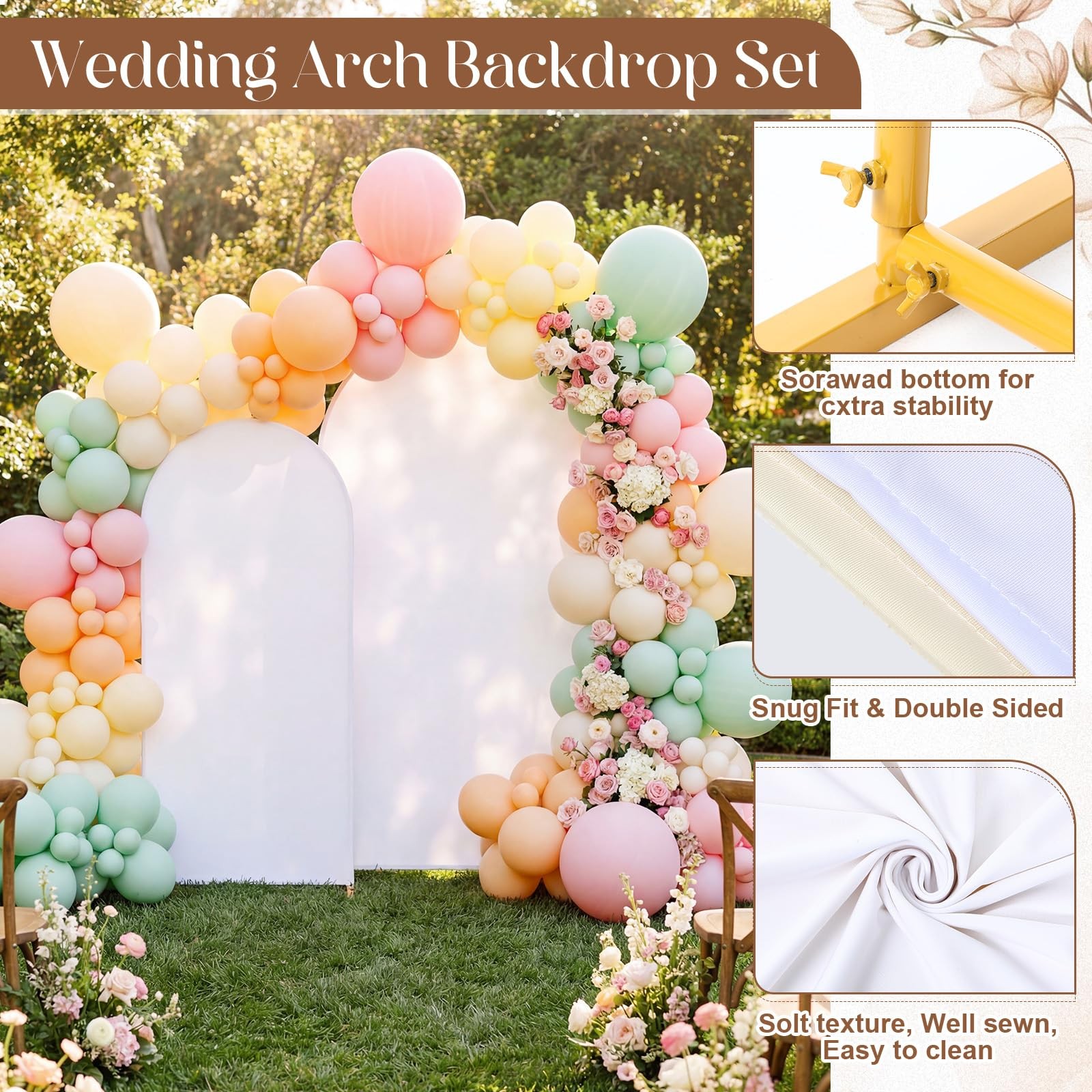 2 Pack Backdrop Stand with Reversible Covers 7.2ft 6ft Metal Arch Frame for B…