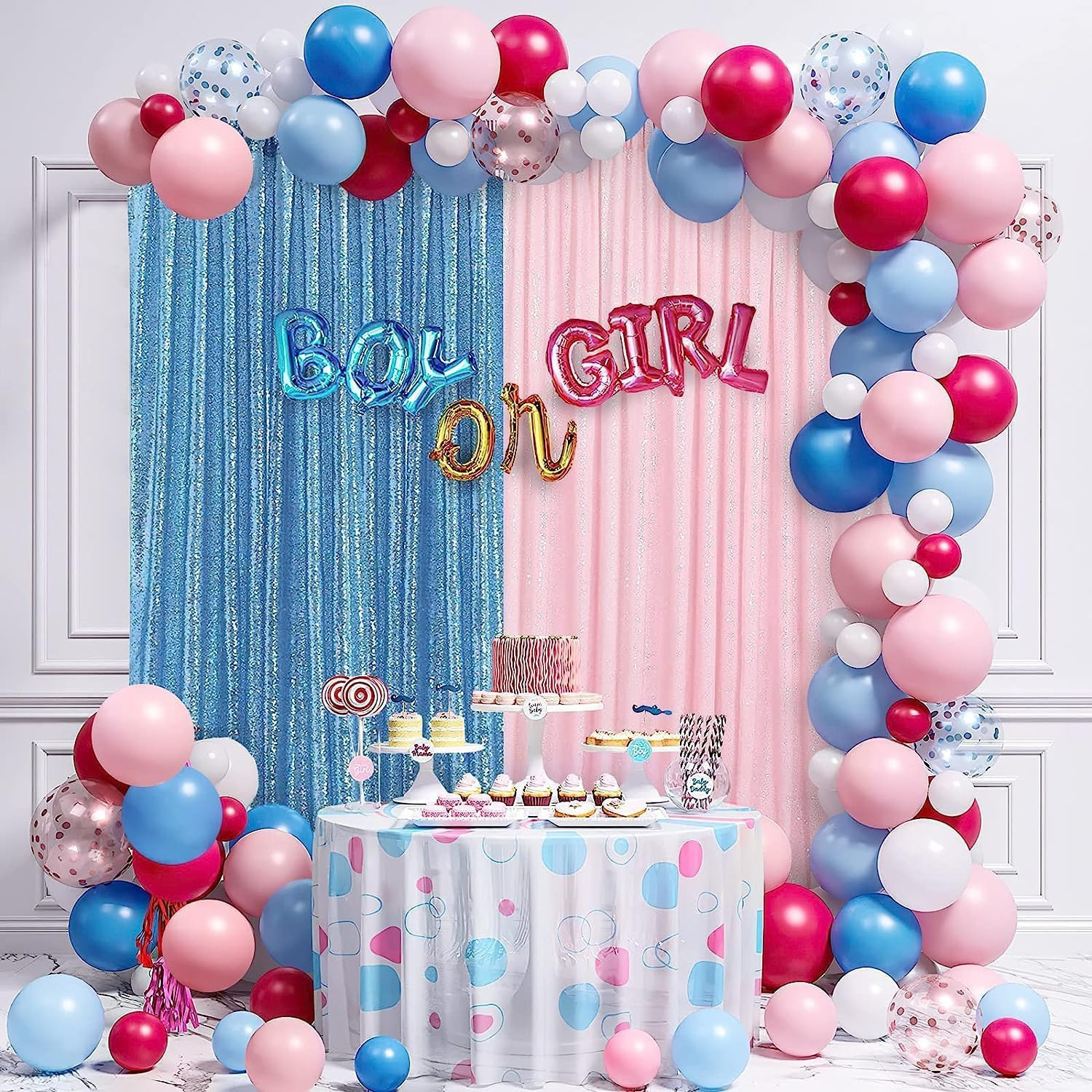 Pink Sequin Backdrop Curtain 8ft x 8ft Baby Shower Backdrop Drapes for Princess