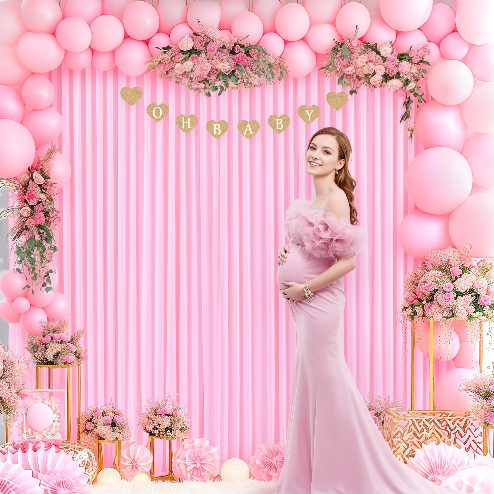 5ft x 8ft Pink Backdrop Curtains for Weddings/Parties 2 Panels Wrinkle-Free