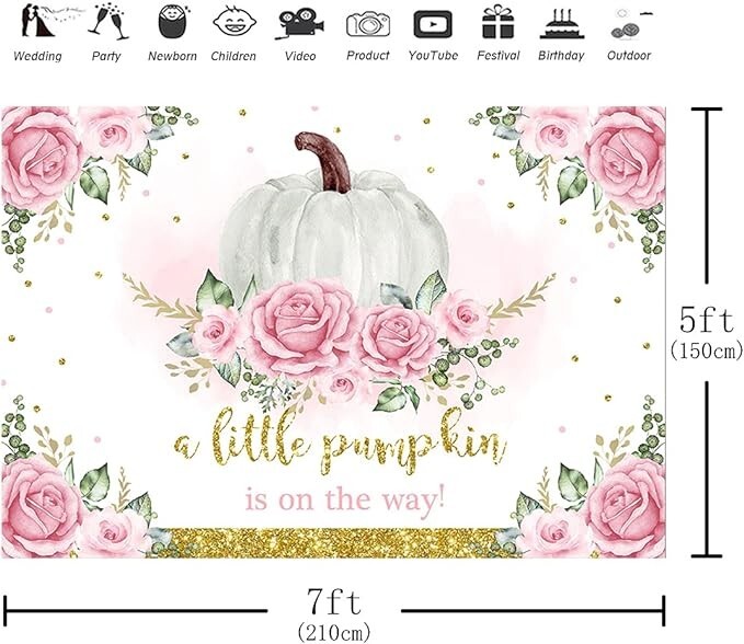 Aperturee Little Pumpkin Baby Shower Backdrop 7x5ft