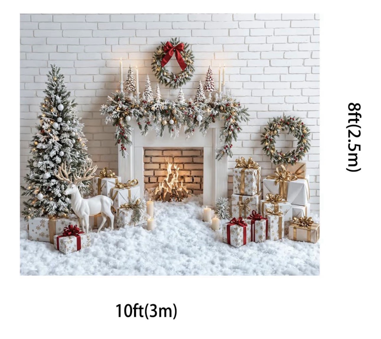 10x8ft Christmas Backdrops for Photography Xmas Tree Background White