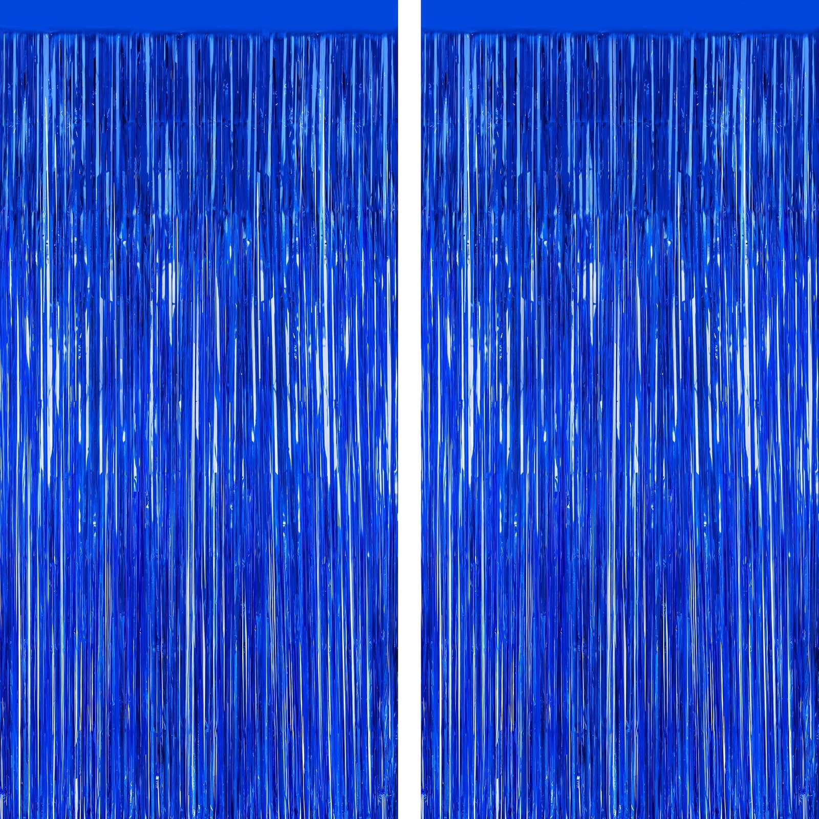 ZATAYE 2 Pack Dark Blue Foil Curtain Backdrop Birthday Party 2 PCS, blue