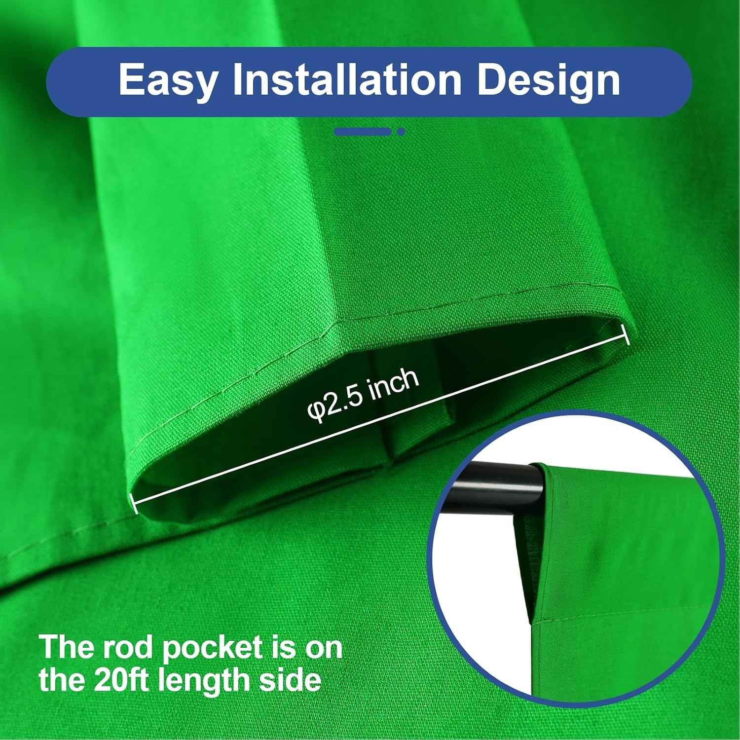 Durable 20×10 ft Green Screen Backdrop for Video Conferencing & Content Creation