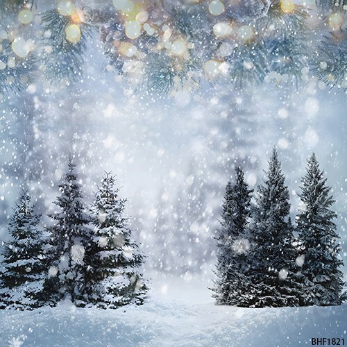 10’x10′ CP Snow tree Winter Scenic Microfiber Fabric background backdrop BHF1821