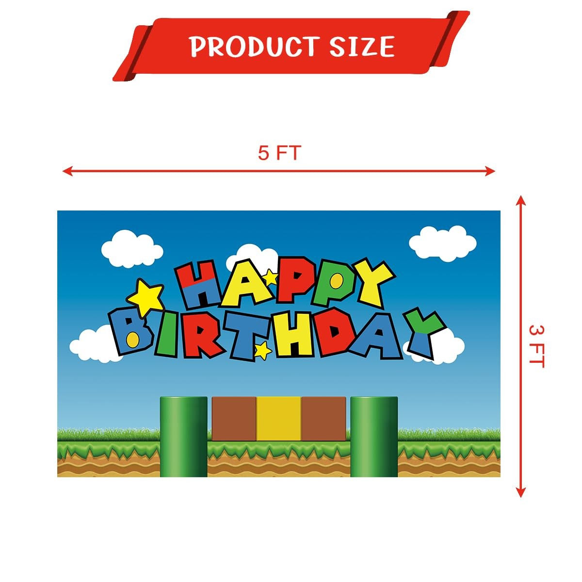 Super Bros Happy Birthday Party Backdrop, Baby Shower Cake Table Decoration S…