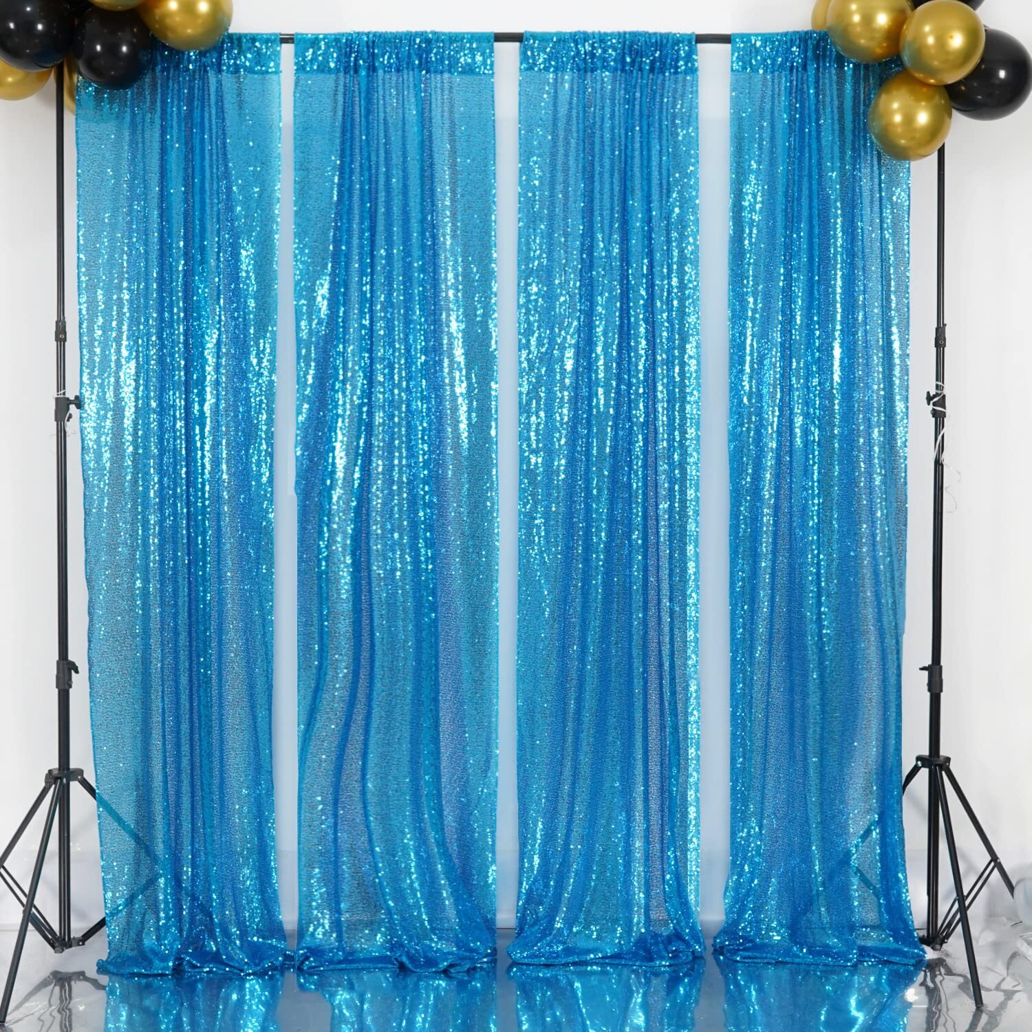 Turquoise Sequin Backdrop Curtains 4 Panels Sequin Backdrop 2FTx8FT Sequin Cu…