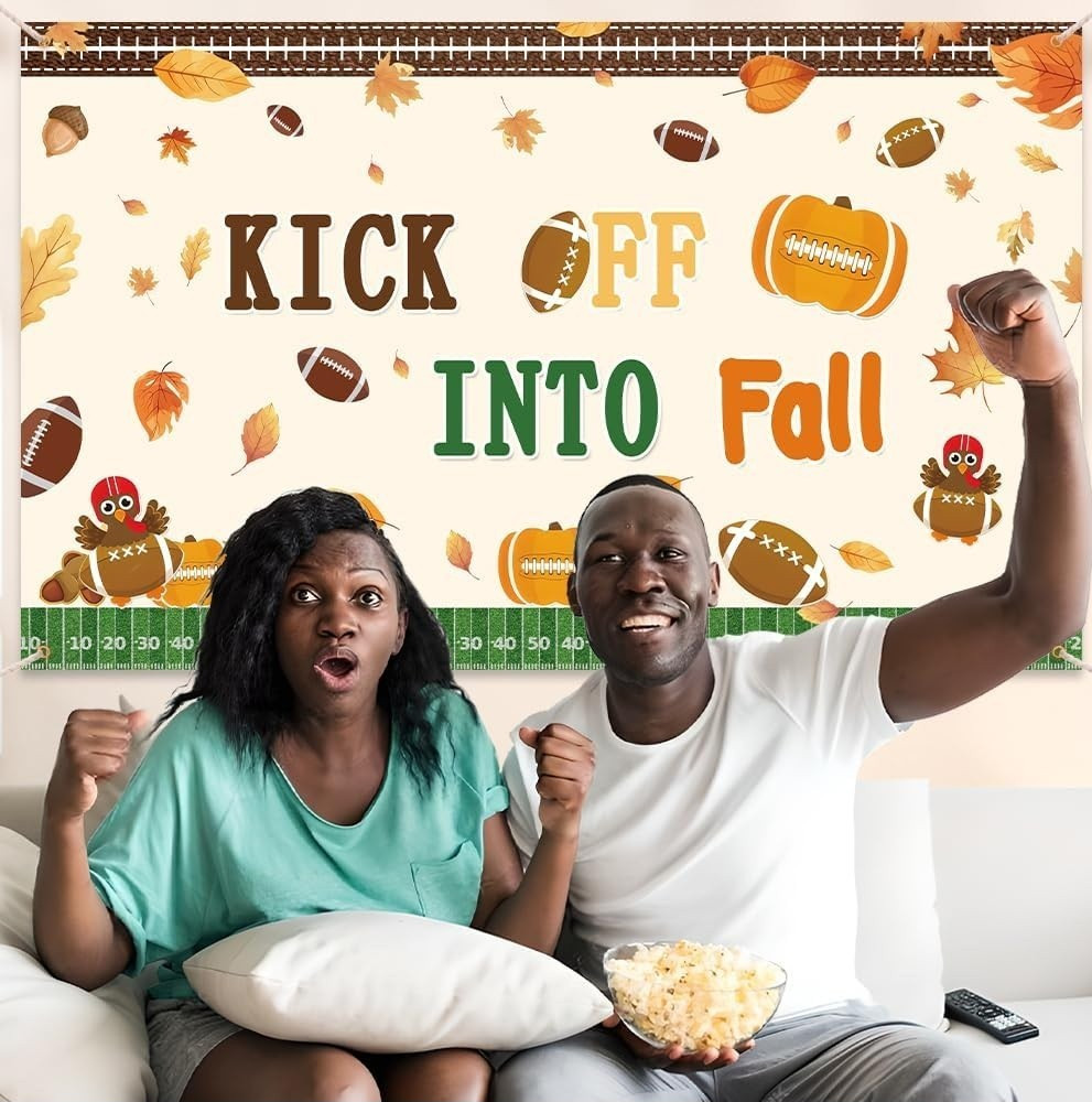 Fall Football Backdrop Kick Off Into Fall Photography Background Rugby Game Day