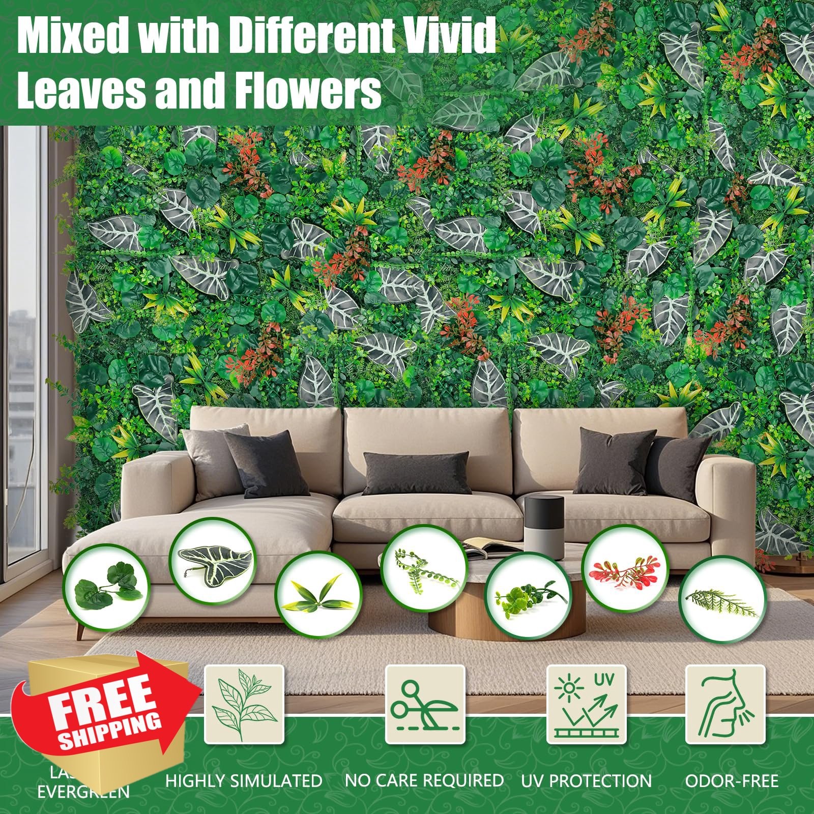 EverNature 20×20″ Grass Wall Panels 12pk UV Greenery Backdrop