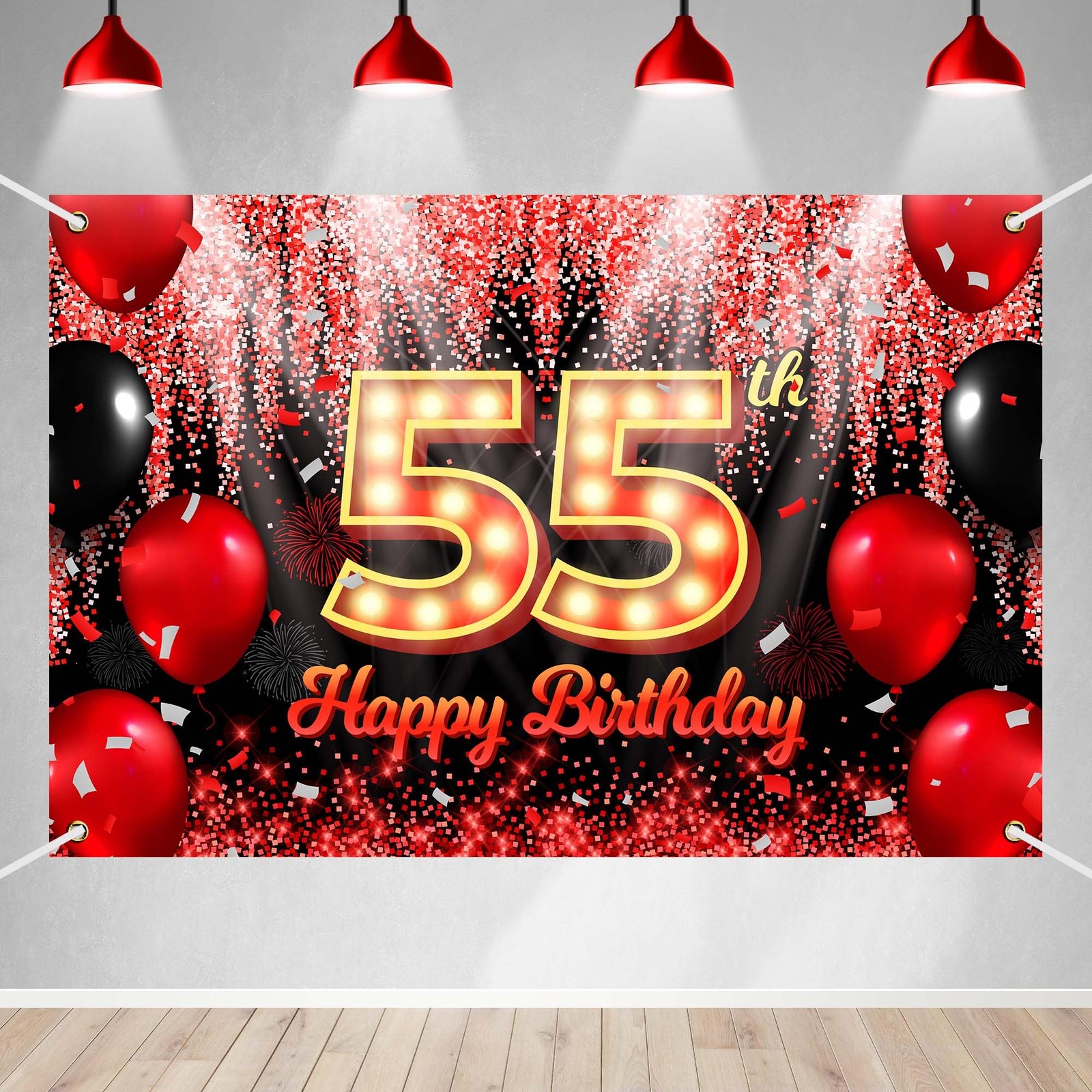 Happy 55Th Birthday Banner Backdrop Party Decoration Supplies Booth Background