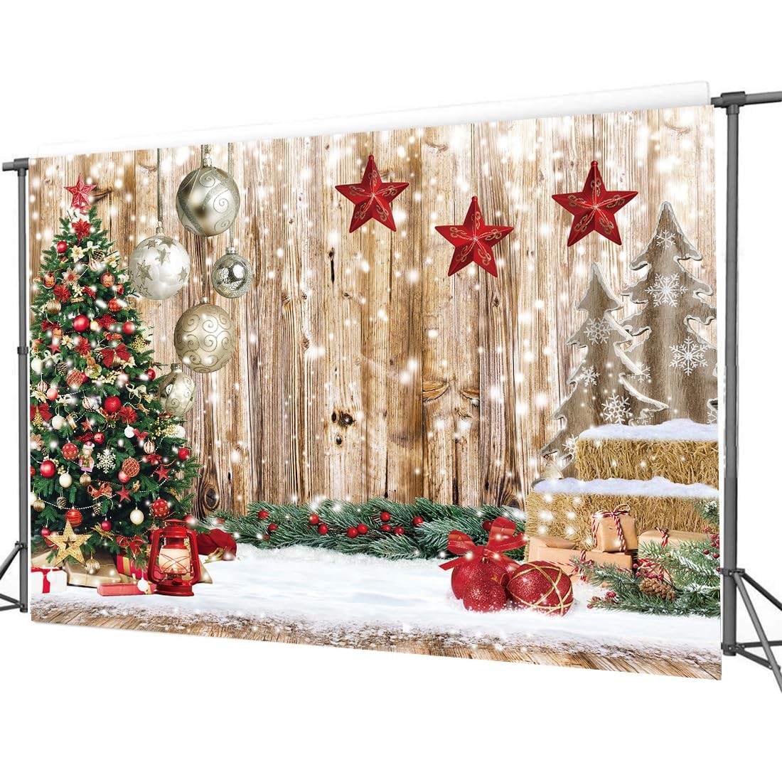 Photography Backdrop Tree Snowman Snowflake Background Happy New Studio Props