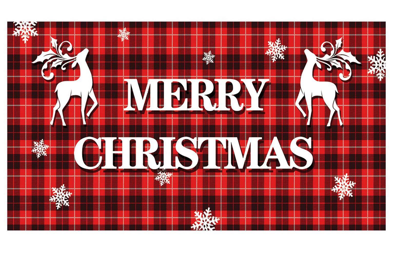 Large Merry Christmas Banner Huge Buffalo Plaid Xmas Sign Rustic Christmas Bu…