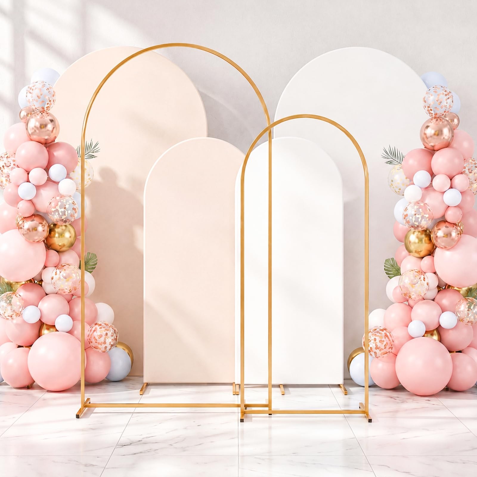 2 Pack Backdrop Stand with Reversible Covers 7.2ft 6ft Metal Arch Frame for B…