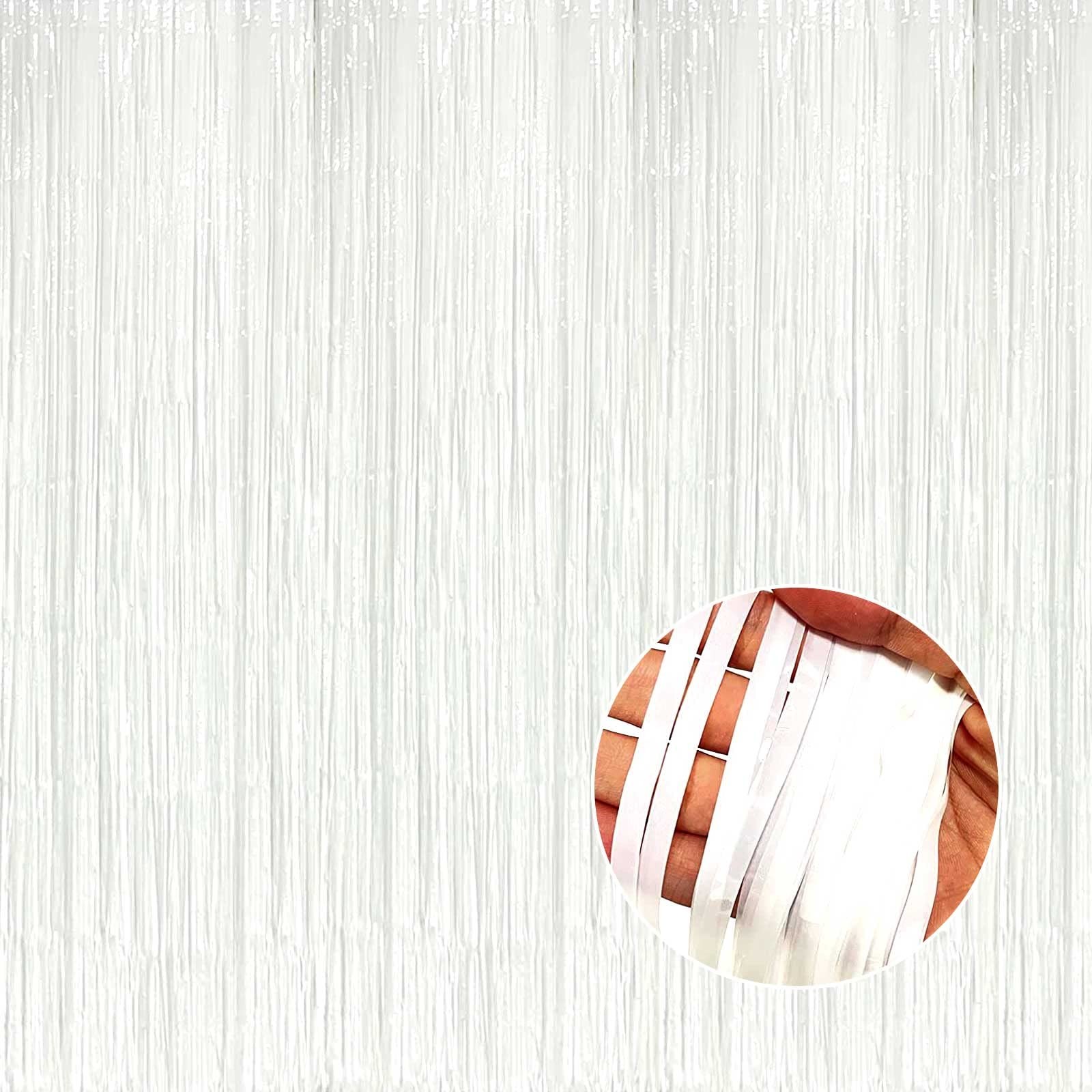 4 PCS Macaron White Foil Fringe Curtain Backdrop Streamers 3.28×8.2 Ft Party