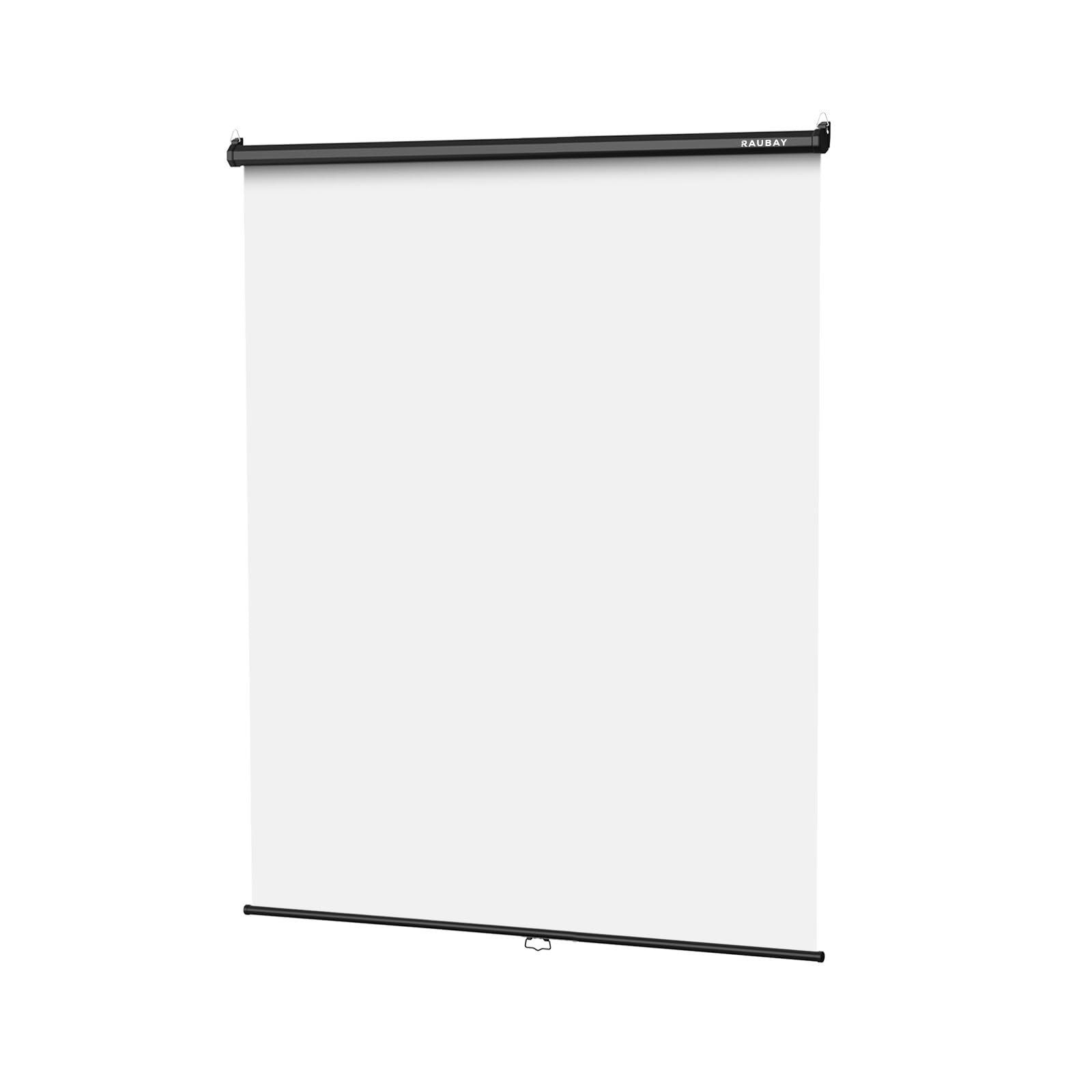 RAUBAY Retractable Pull Down White Screen Standard(59.8 x 86.6in),