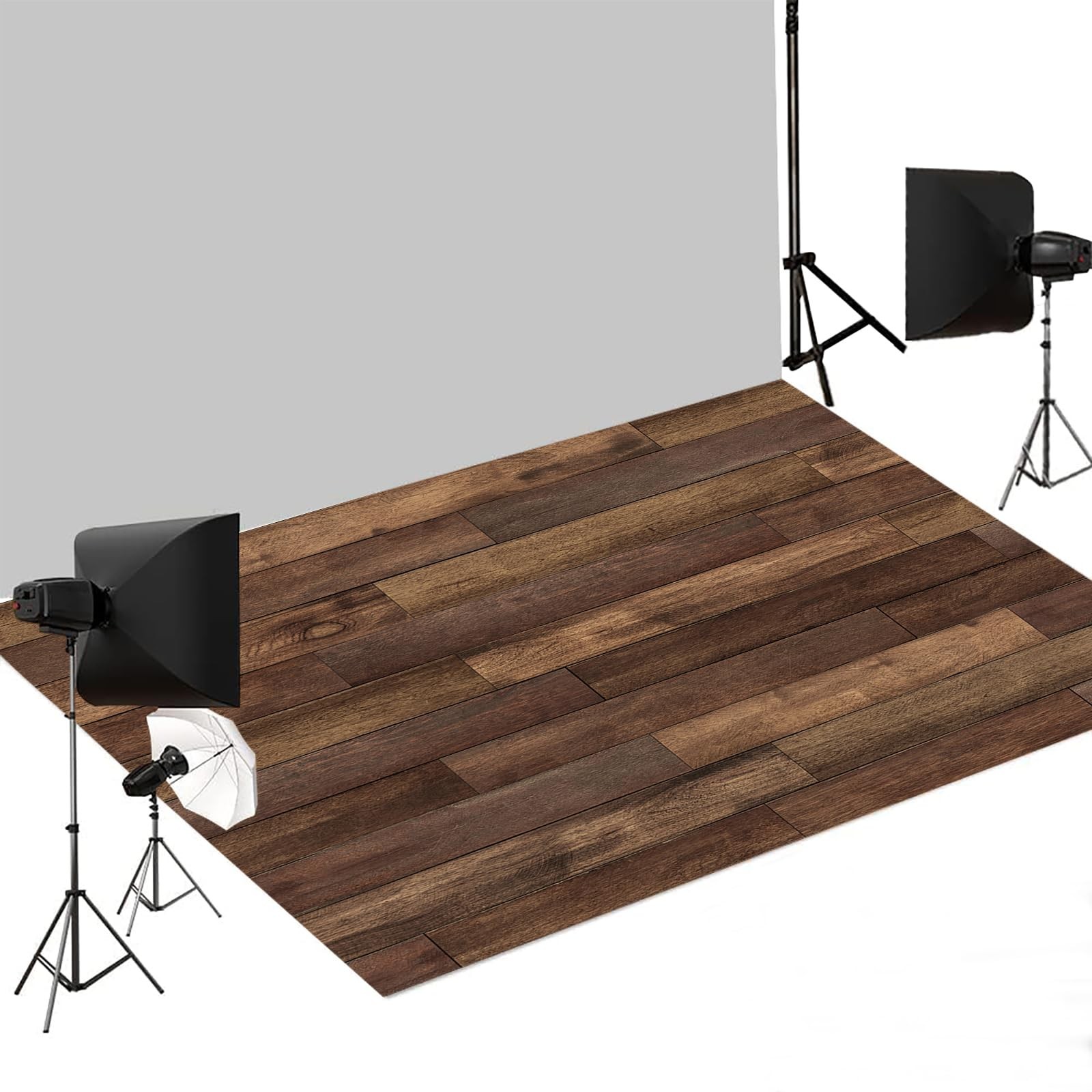 Kate Photography Floor Mat Retro Brown Wood Backdrop 8x5ft, Dark