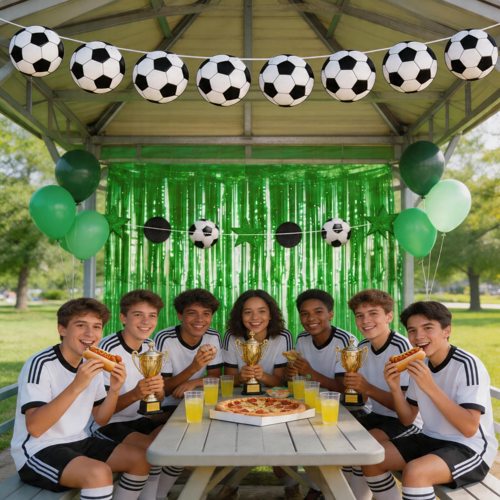 3-Piece Soccer Party Decorations Set – Includes 3.3×6.6 FT Green Foil Fringe …