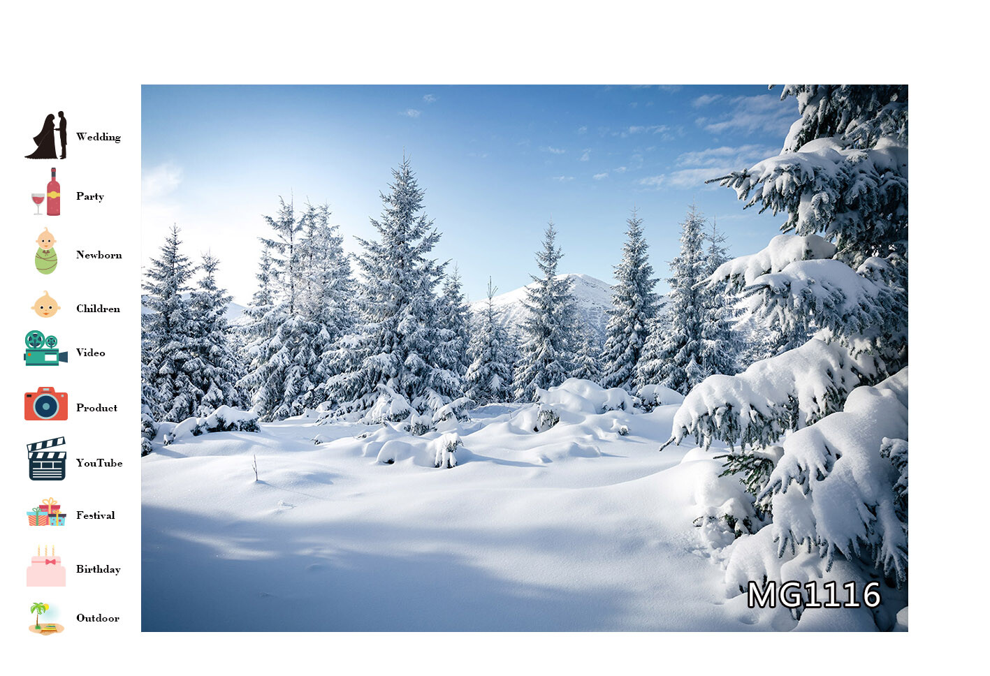 Winter Snow Scene Backdrop Snow-covered Forest Mountains Background Studio Props
