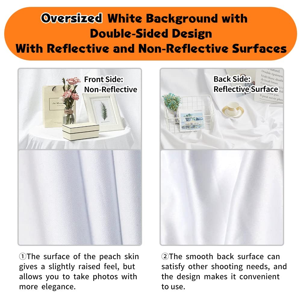 White Backdrop for Photoshoot, 10×20 ft Large Photo Backdrop Curtain for Phot…