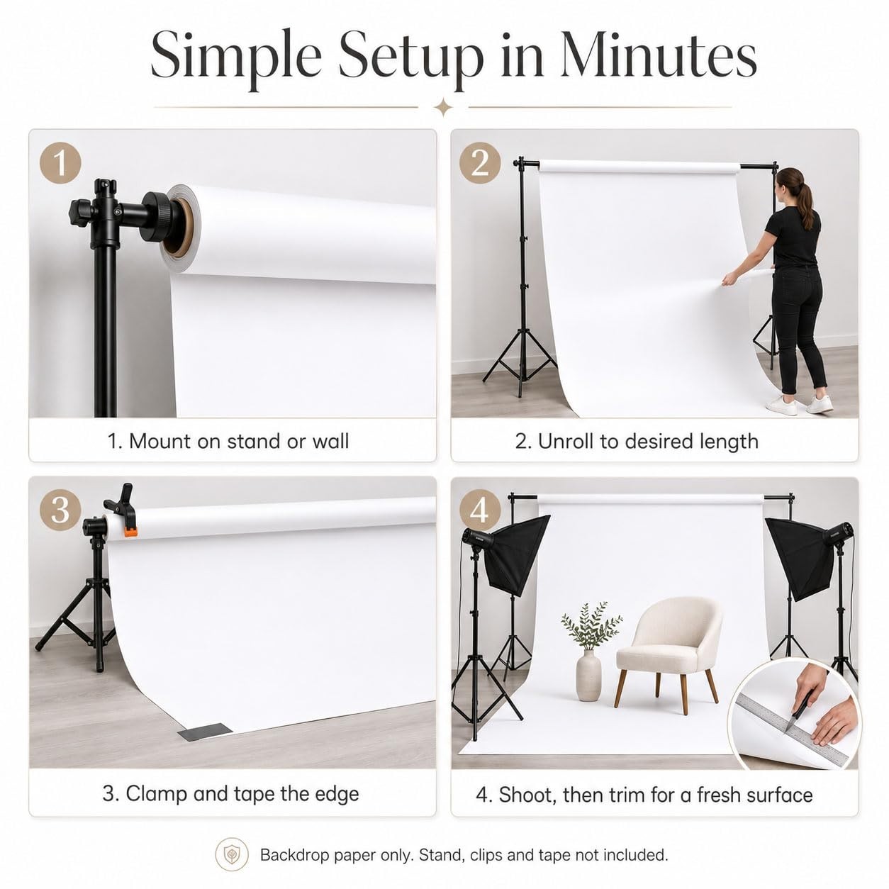 Seamless Grey Backdrop Paper Roll 53″x16.4″ – Heavyweight Matte for Studio & Pro