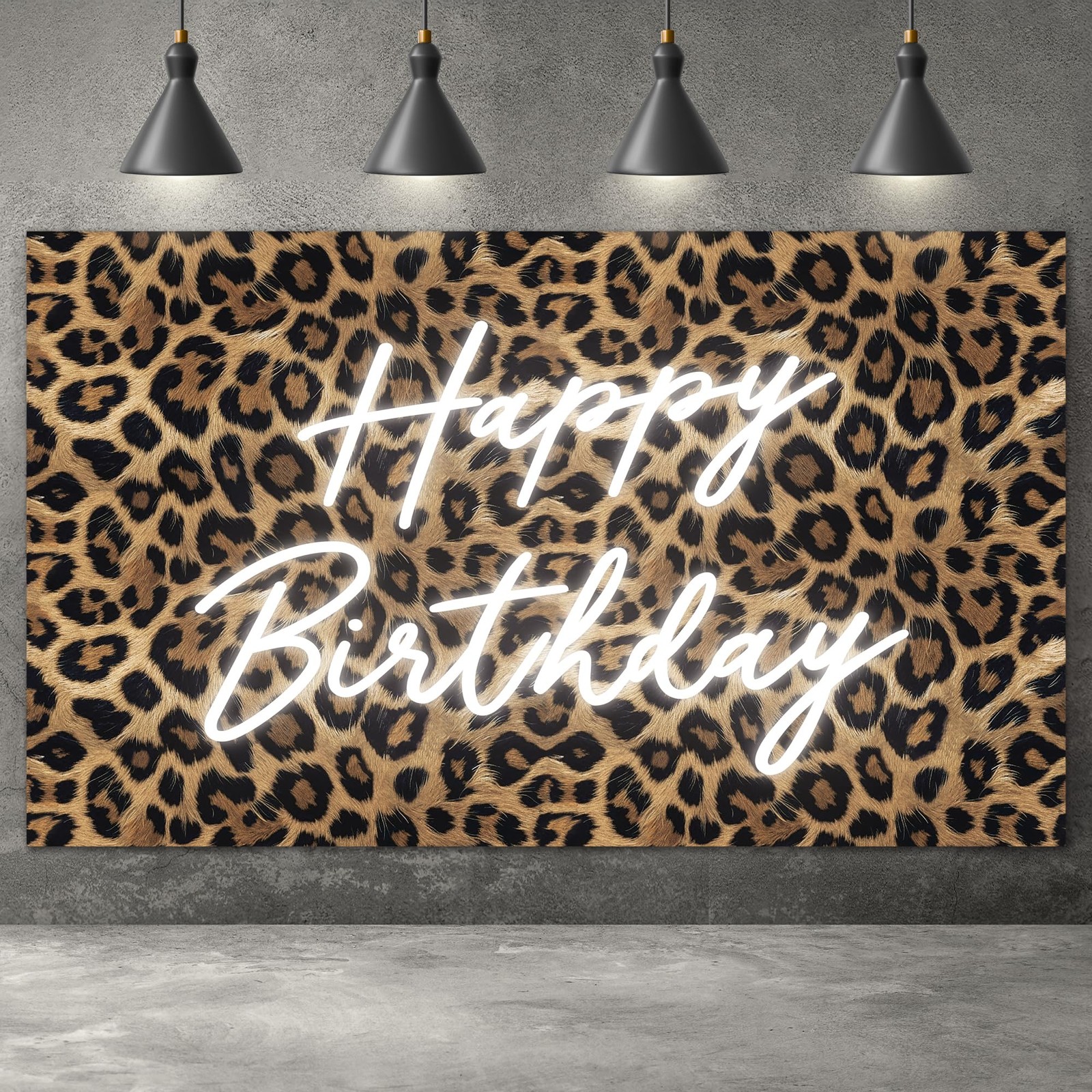 Kriyokiaa Happy Birthday Backdrop 90 cm x 152 (5 ft x 3 ft), Leopard Brown