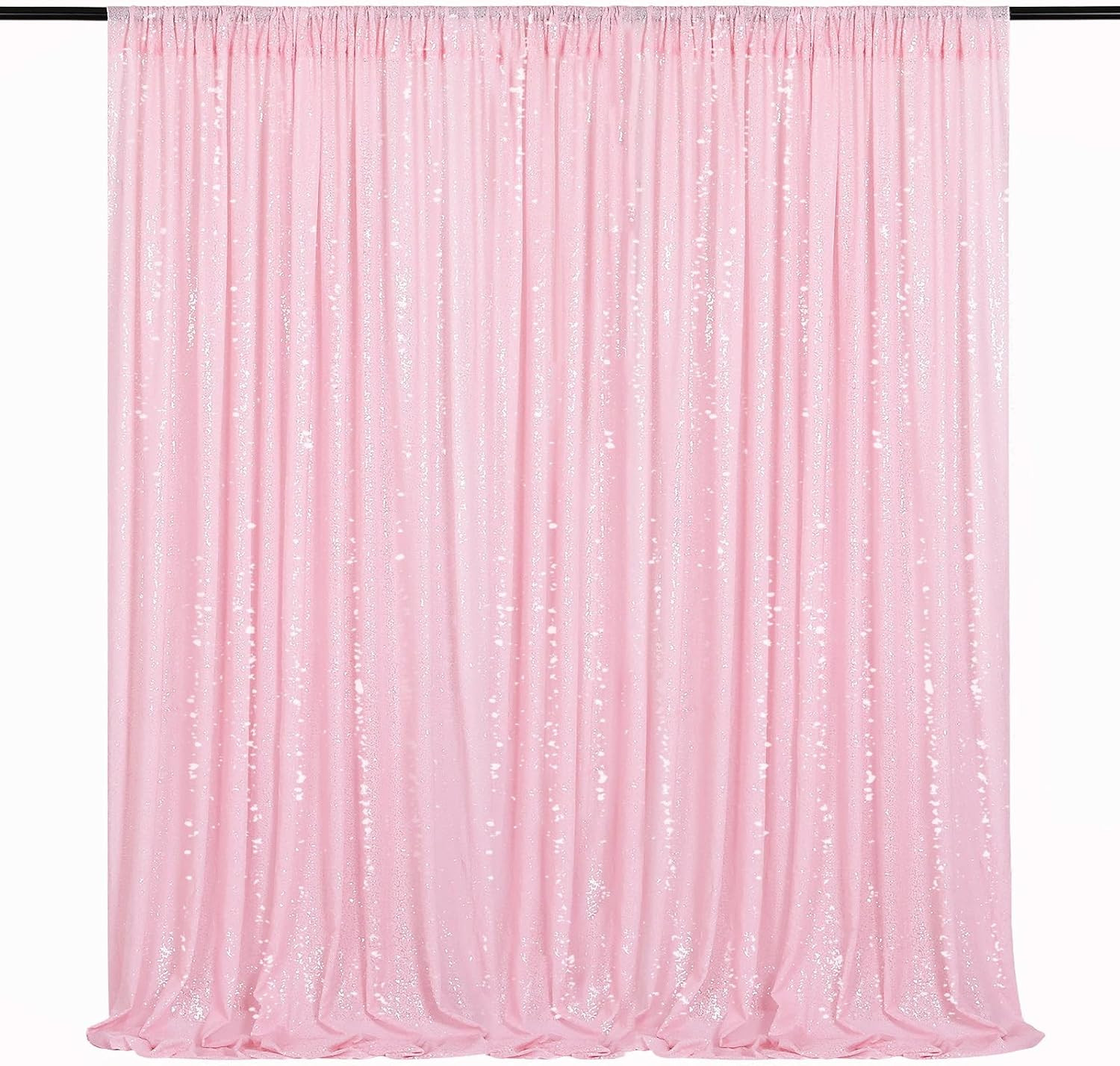 Pink Sequin Backdrop Curtain 8ft x 8ft Baby Shower Backdrop Drapes for Princess