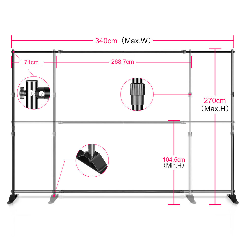 2.7 * 3.4 Meters/8.9 * 11.2ft Photography Background Support G2K9