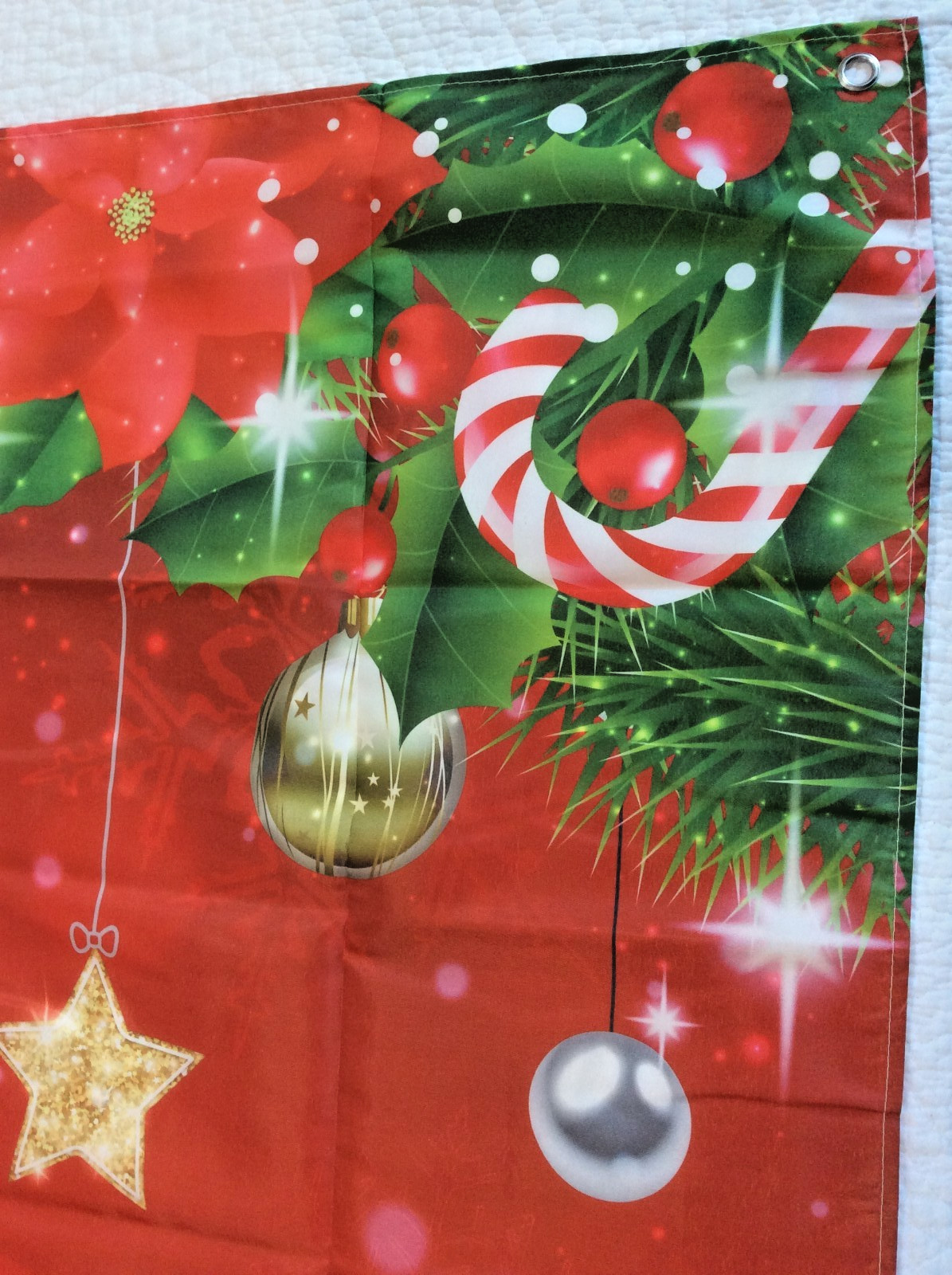 Christmas Fabric Photo Backdrop Winter Snowflakes 6′ X 3′ 7″ OPEN BOX!