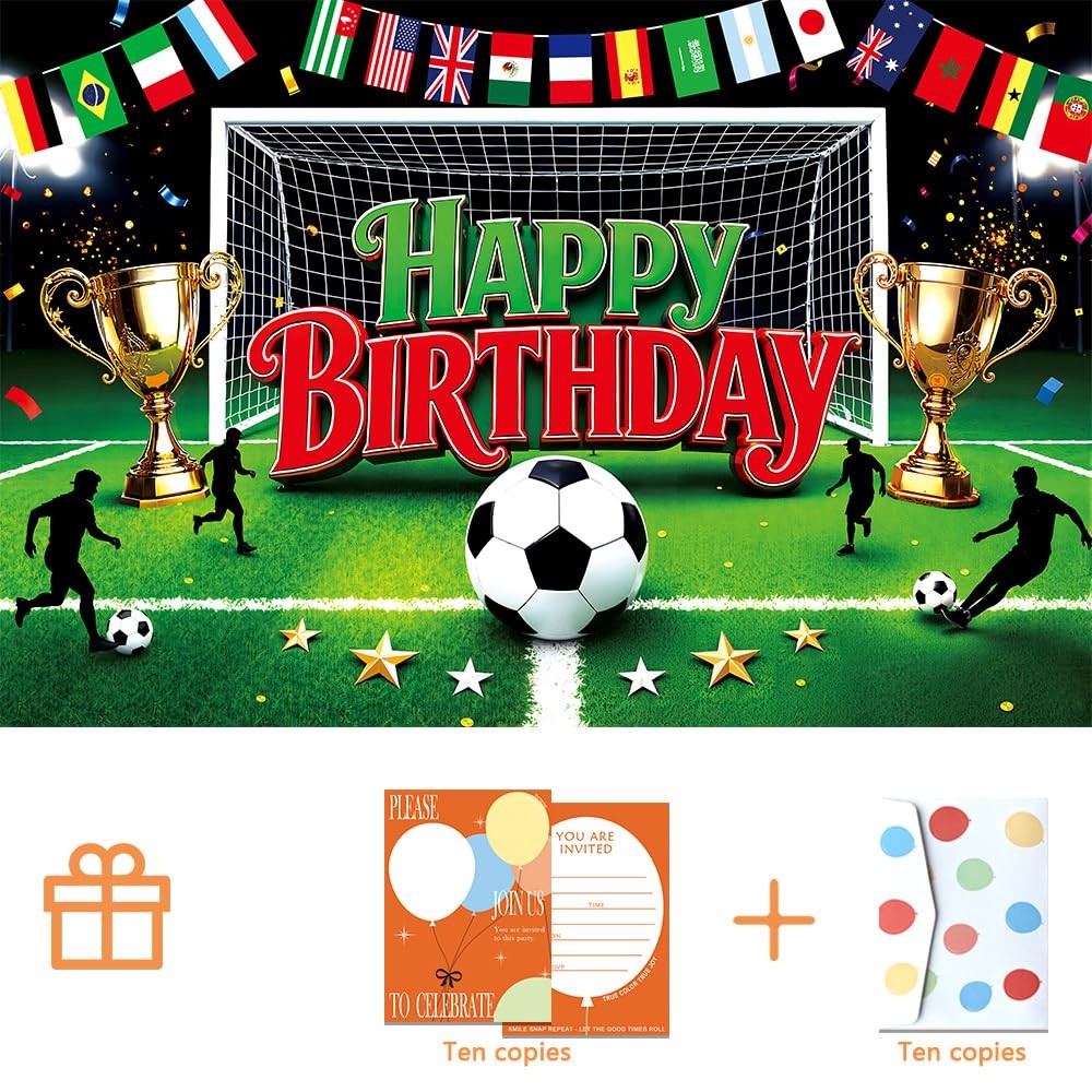 7x5FT Football Party Backdrop Sports Themed Party Decoration Soccer Happy Bir…