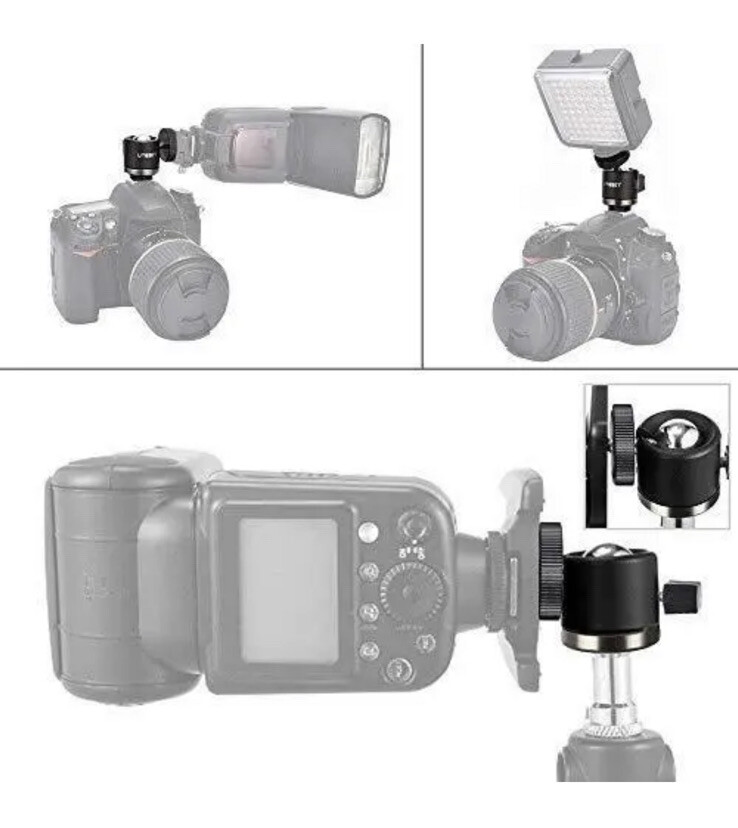 UTEBIT Ball Head with 1/4″ Hotshoe Camera Mount Adapter 360 Degree Rotatable