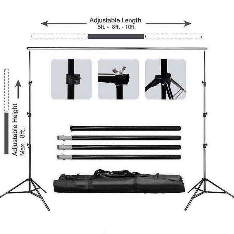 Adjustable Backdrop Stand Kit 8×10 ft Photo Booth Wedding Background Frame