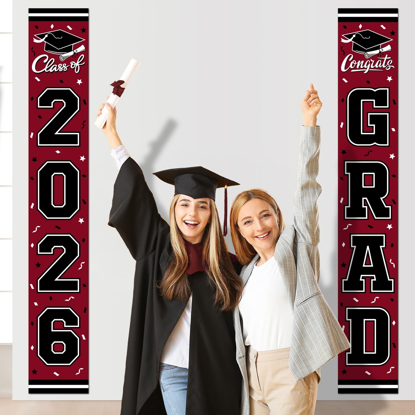 2026 Graduation Decorations,Congrats Grad 11.02 inches by 70.9 inches, Maroon