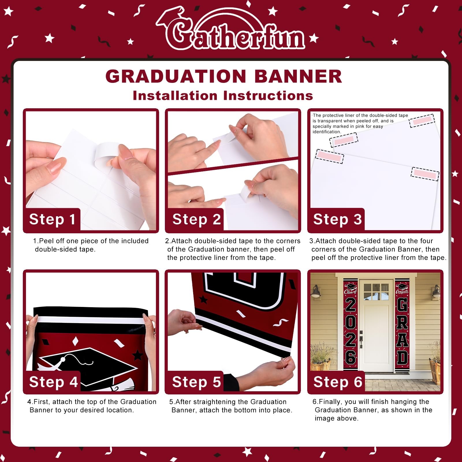 2026 Graduation Decorations,Congrats Grad 11.02 inches by 70.9 inches, Maroon