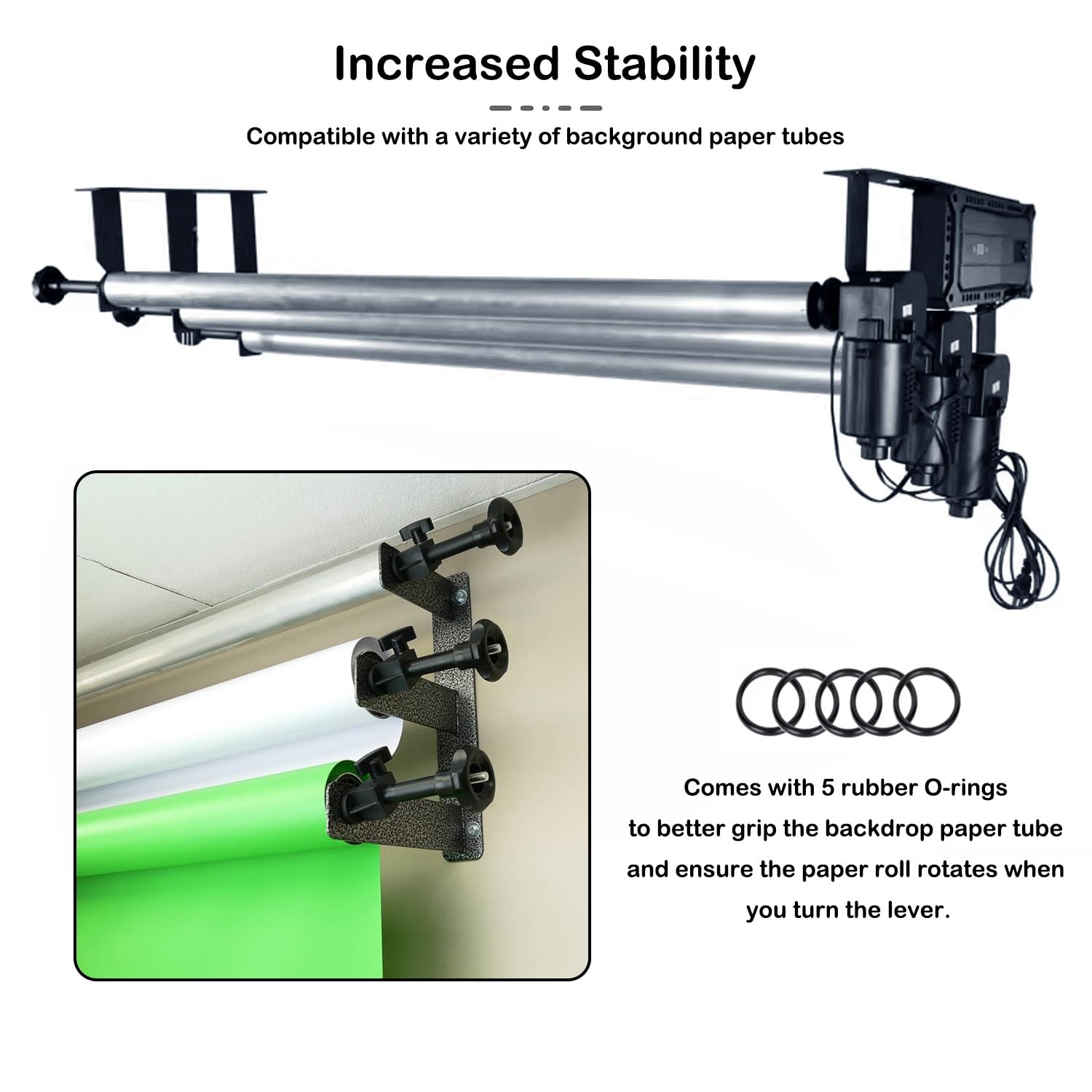 Jorixxy 118″/3m Metal Tube Crossbar for Manual/Electric Studio Roller Backdro…