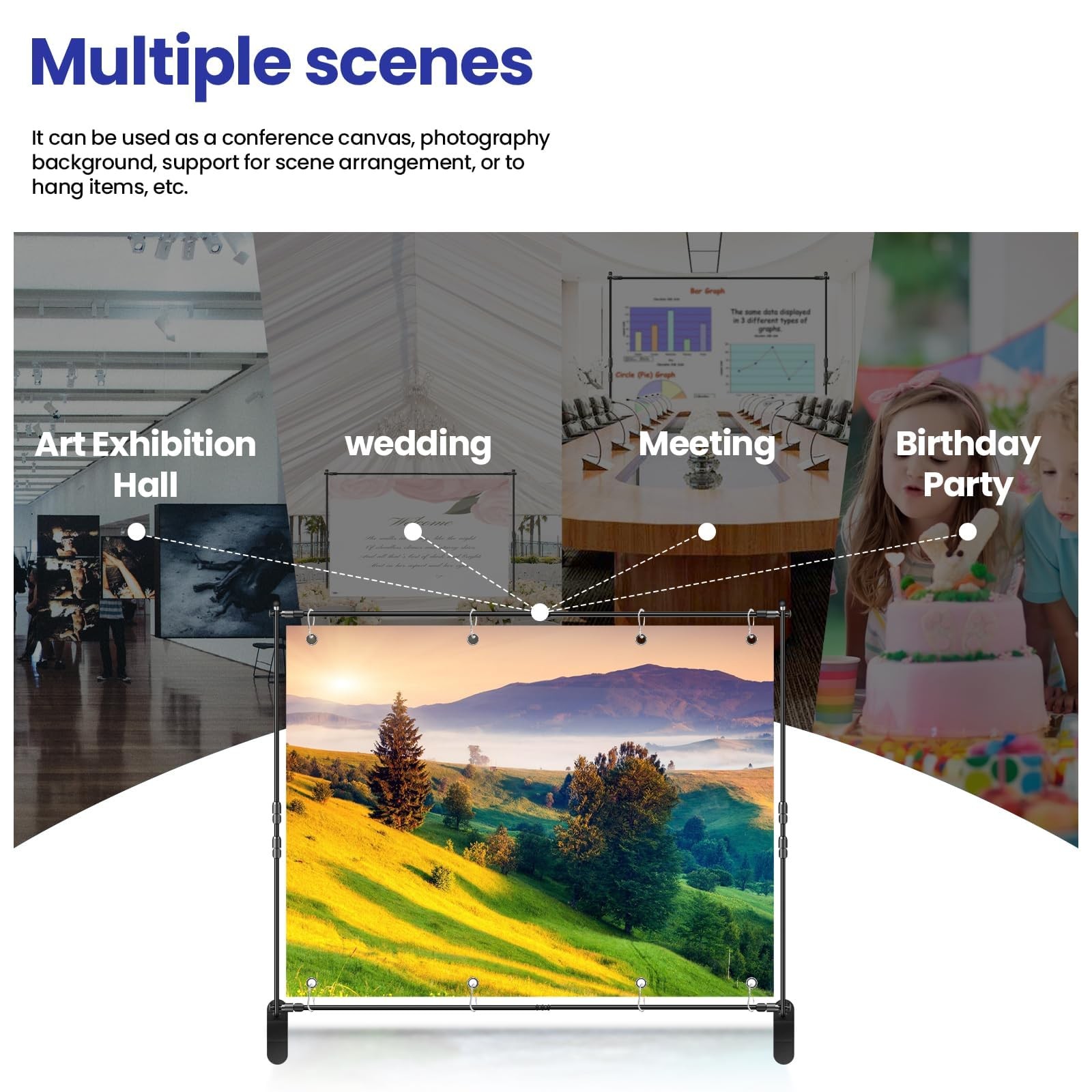 Jiang&Rong 10x8ft Photo Backdrop Stand Kit – Adjustable Banner Stand with Ste…