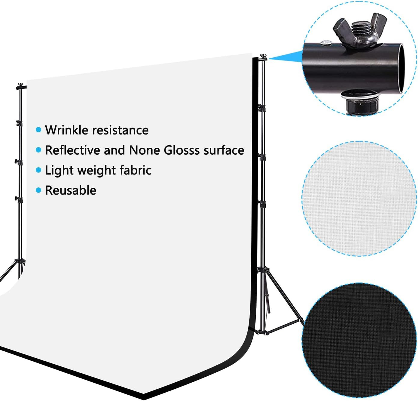 10 X 8.5 Ft Photography Photo Video Studio Background Stand Support Kit with Mus