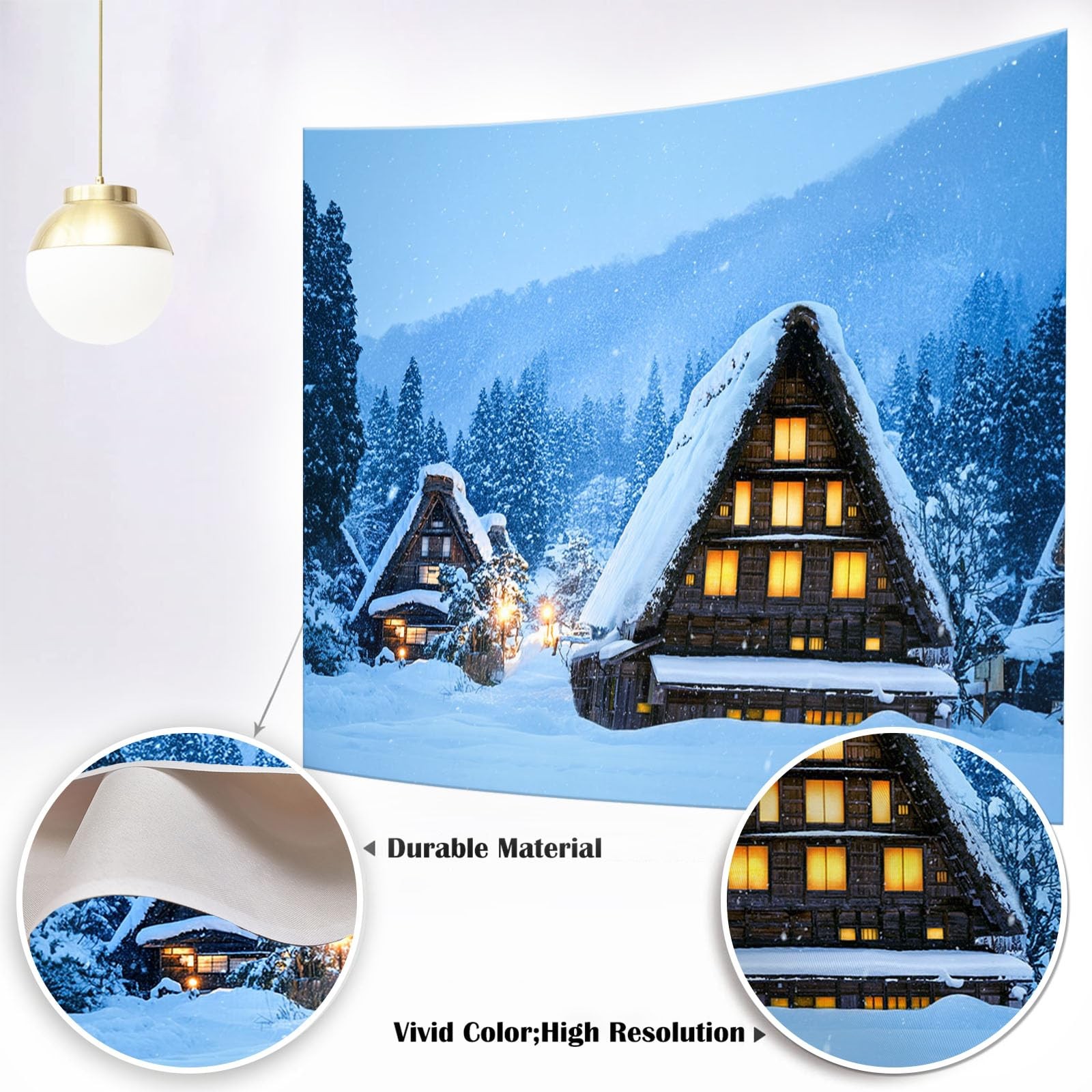 Winter Snow Secne Backdrop Snowy Village Winter Wonderland Background for Pho…